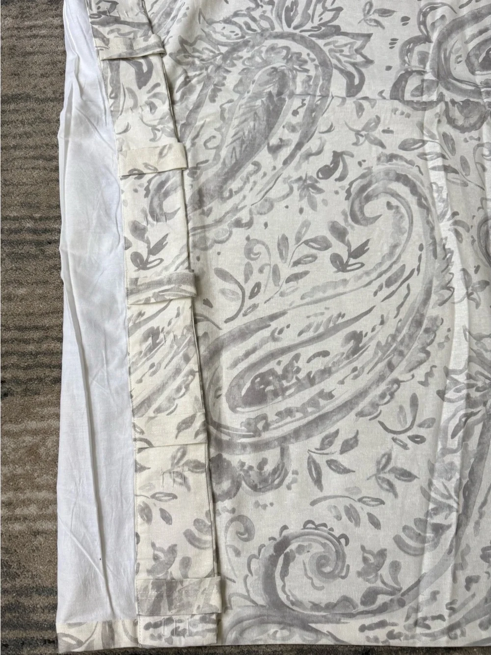 Pottery Barn Cream and Gray Paisley Drapery Panel